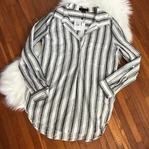 Sanctuary Striped Button Up Long Tail Top NWT